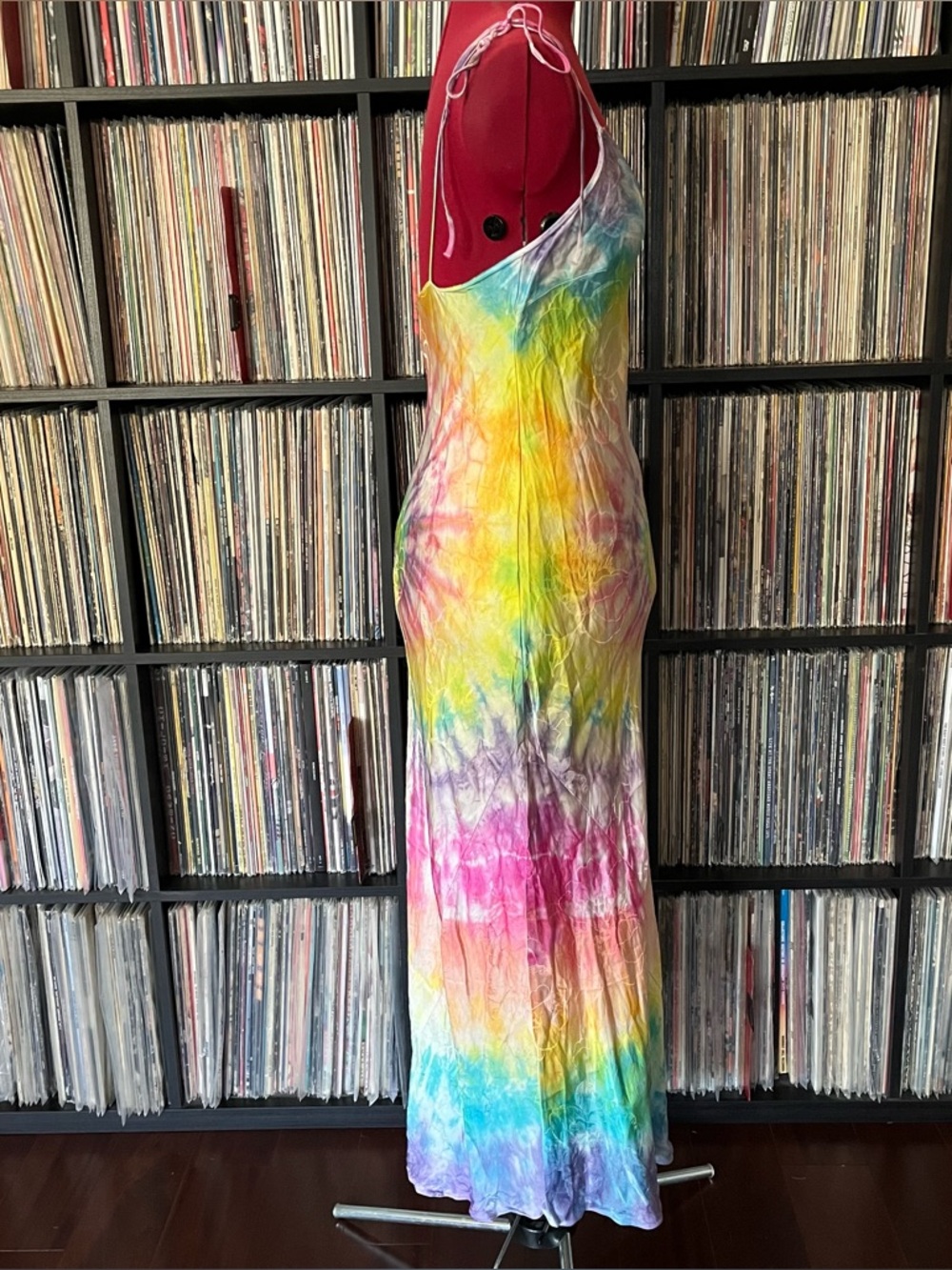 Rainbow swirl hippie slip dress 90s bias stealie bolt dead 💀 grateful faerie ⚡️ - Picture 12 of 15